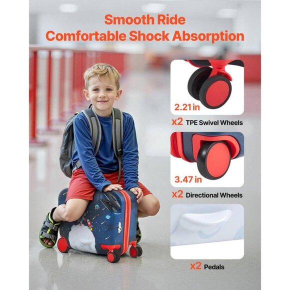 Open Box - SVOPES Ride-on Luggage, 26 L Capacity, 18 in. Toddler Carry-On with - Picture 3 of 4